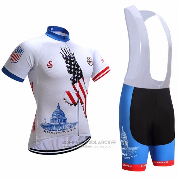 2018 Odziez Rowerowa USA Bialy Krotkie Rekawy i Rowerowe Szelkach